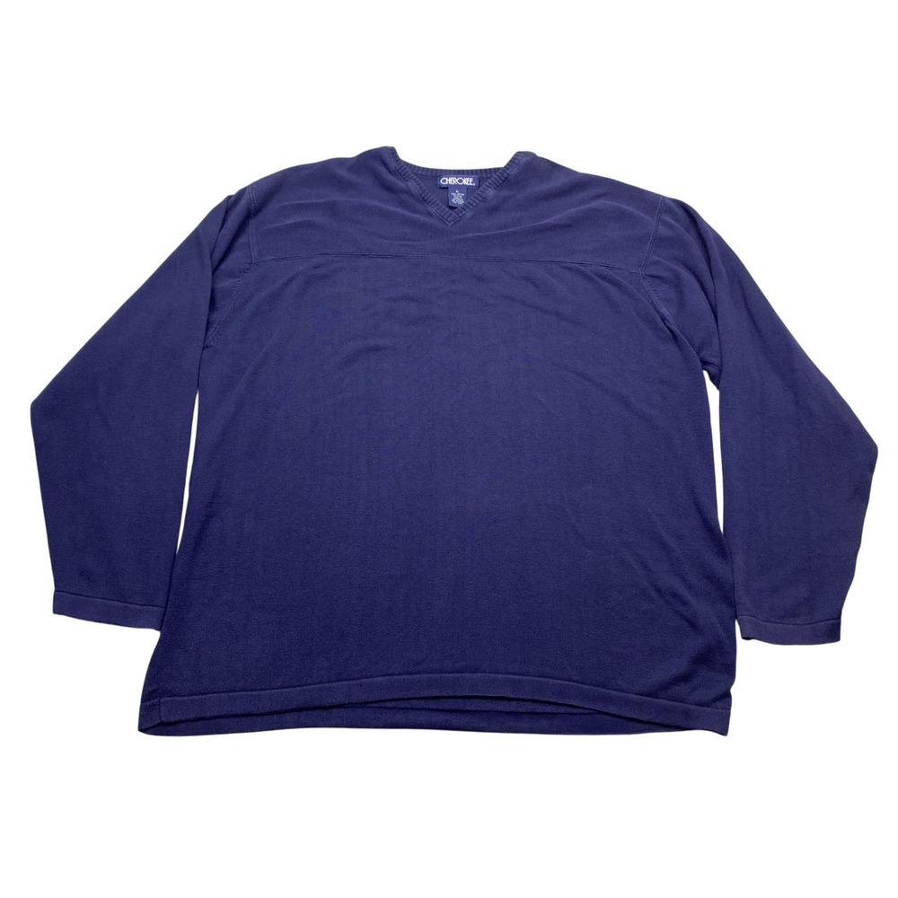 VTG Cherokee Mens‎ XL Navy Blue V-Neck Long Sleeve Knit Sweater Australia